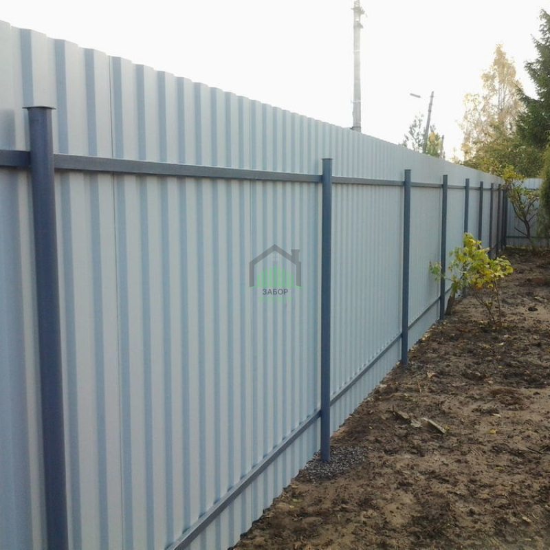 Забор из профнастила с утрамбовкой щебнем 100 метров в Куровском