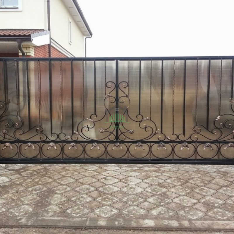 Откатные ворота из поликарбоната в Куровском пример 02