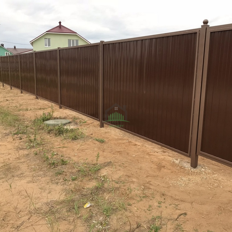 Забор из профнастила с бетонированием столбов 250 метров  в Куровском 