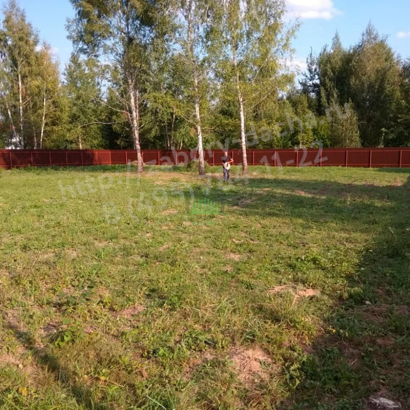 Забор из профнастила с забивными столбами 163 метра в Куровском